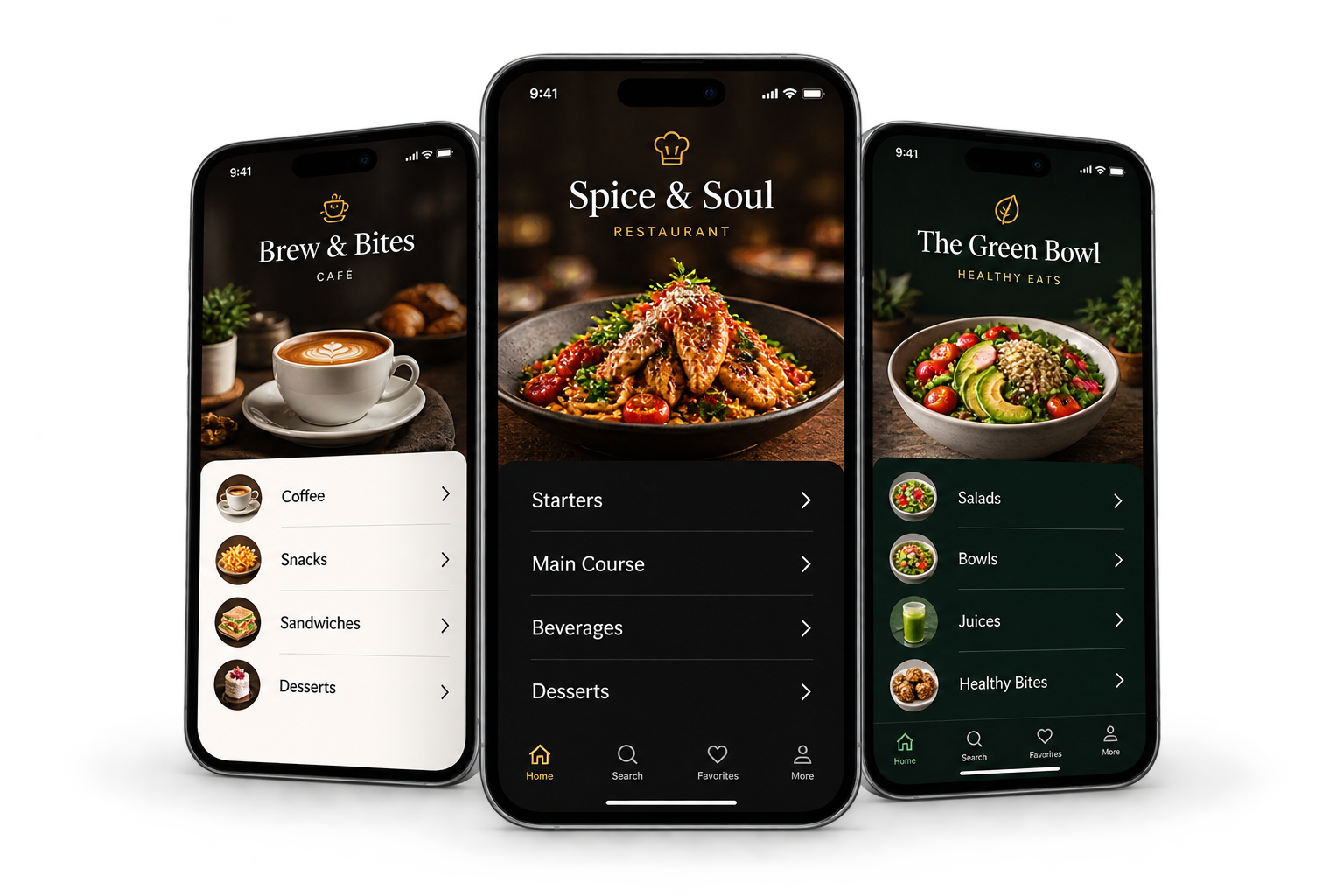 Multiple Menurva digital menu designs